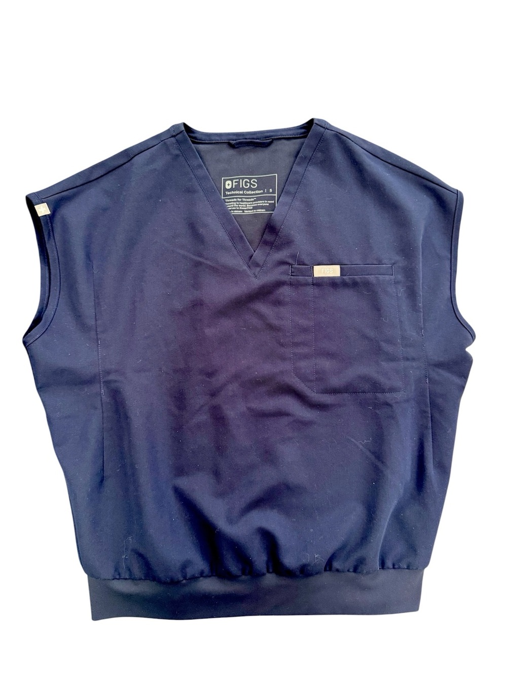 Figs Navy Sleeveless V-Neck Scrub top
